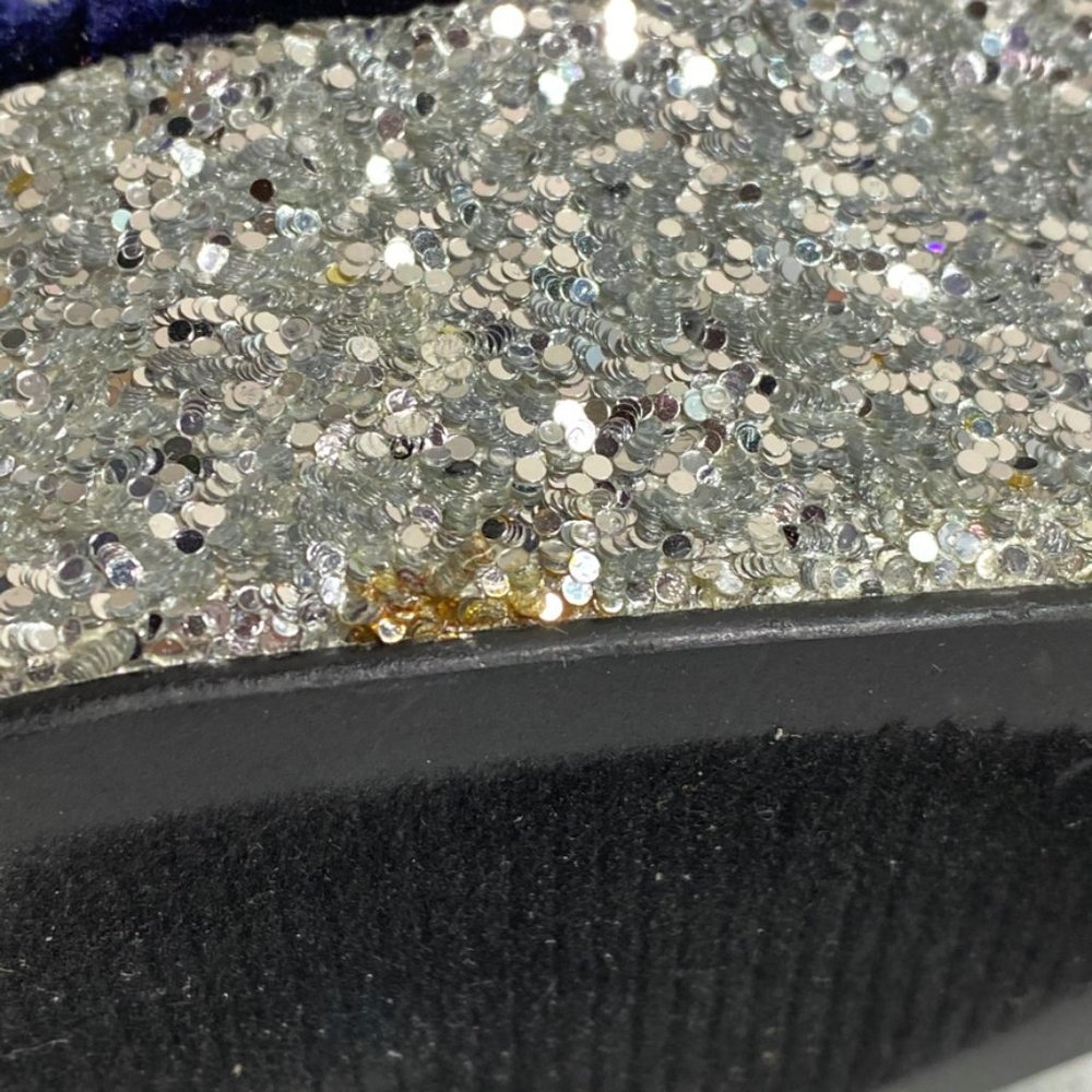 Cape Robbin Navy Velvet Silver Glitter Bow Detail - Picture 7 of 8
